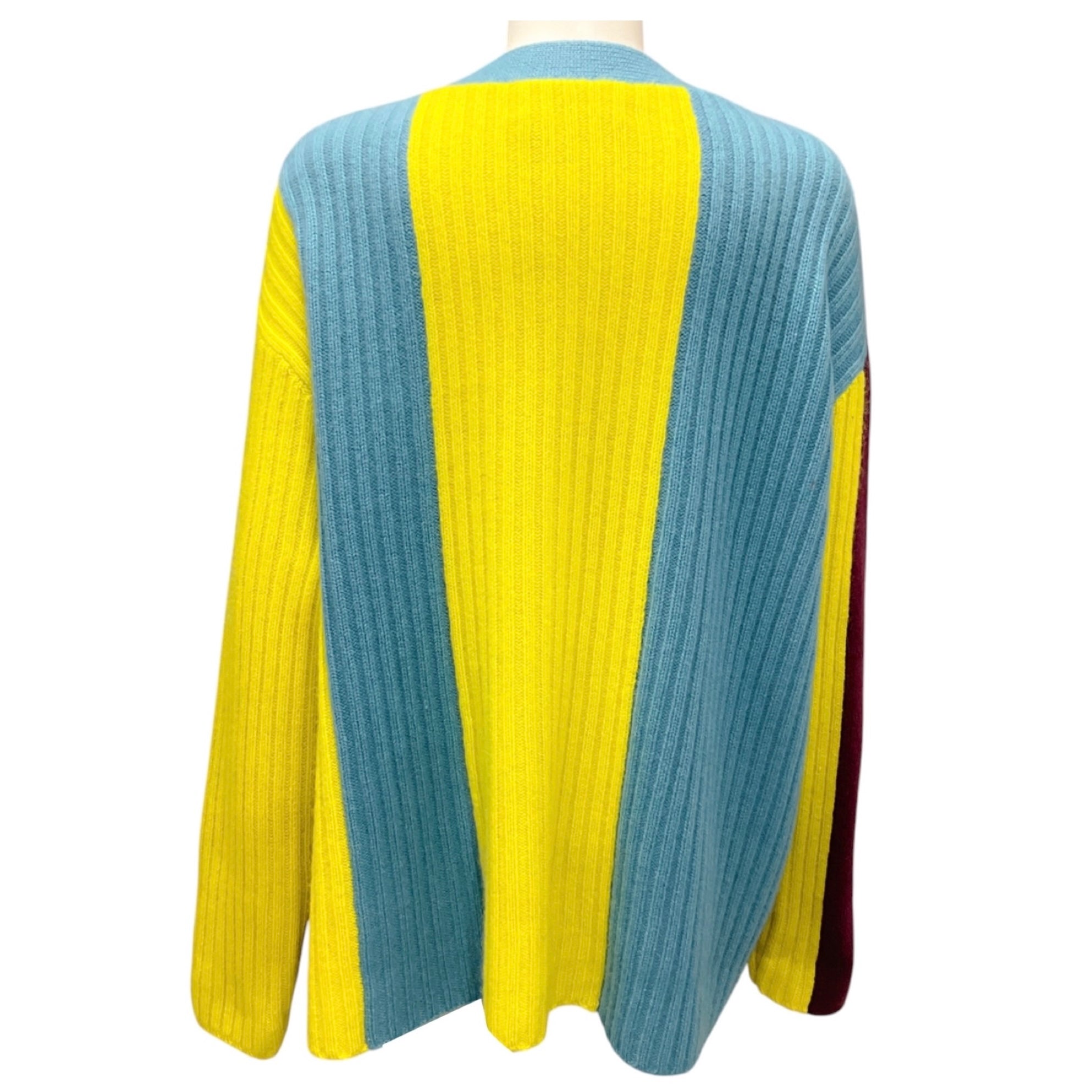 The Elder Statesman Burgundy / Lemon Multi Mohawk Patch Mix Whip Cardigan