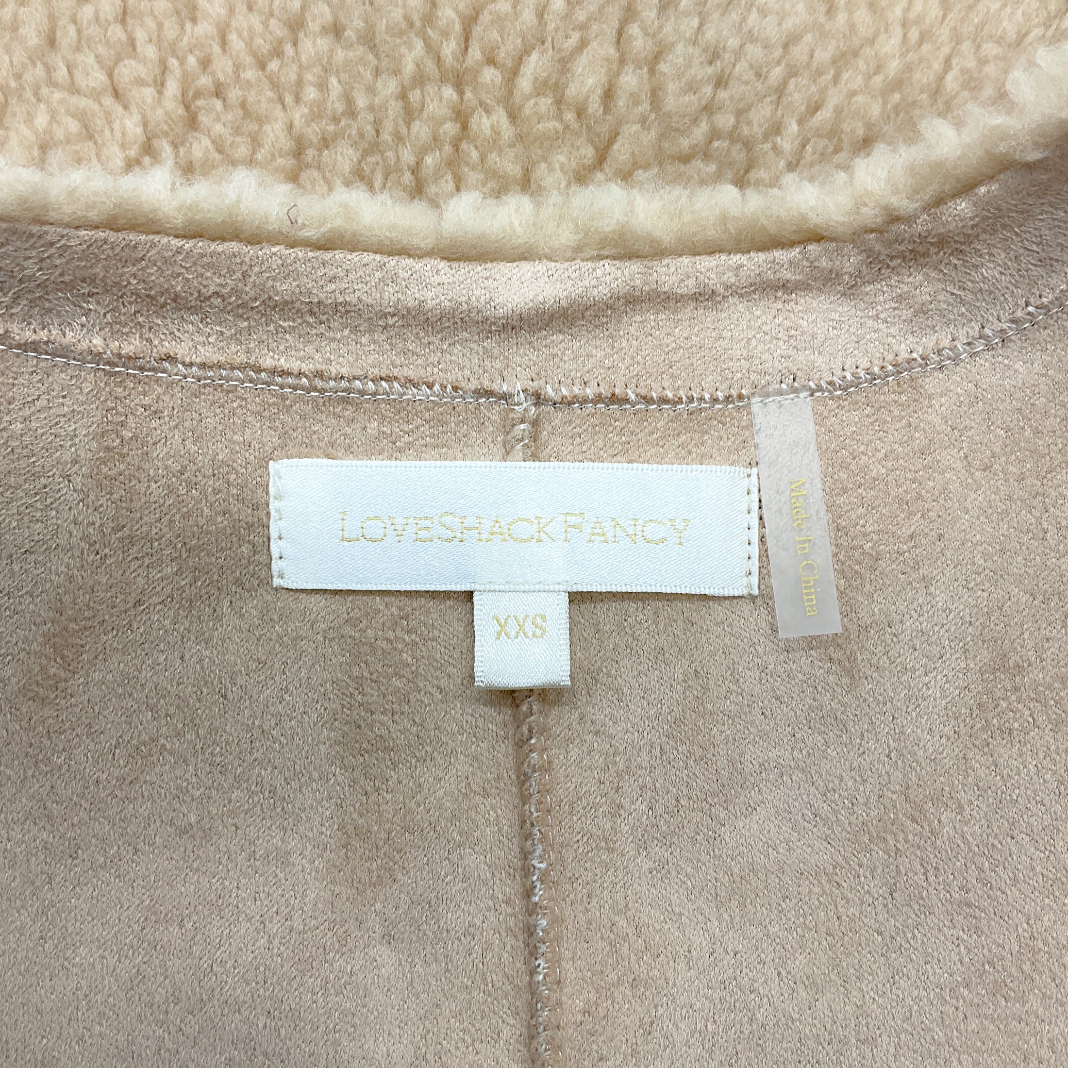 Love Shack Fancy Honey Faux Shearling Cropped Jacket