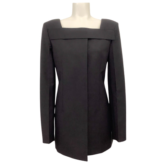 Givenchy Black Wool Open Back Jacket with Crystals and Pearls