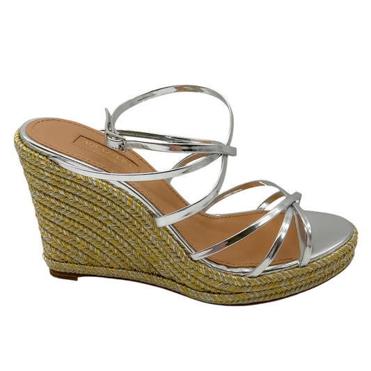 Aquazzura Silver / Gold Metallic Espadrille Wedge Sandals