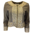 Load image into Gallery viewer, Oscar de la Renta Taupe Embellished Cropped Full Zip Camel Hair Jacket
