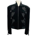 Load image into Gallery viewer, Max Mara Sfilata Black Bead and Tassel Embellished Zip Front Velvet Jacket

