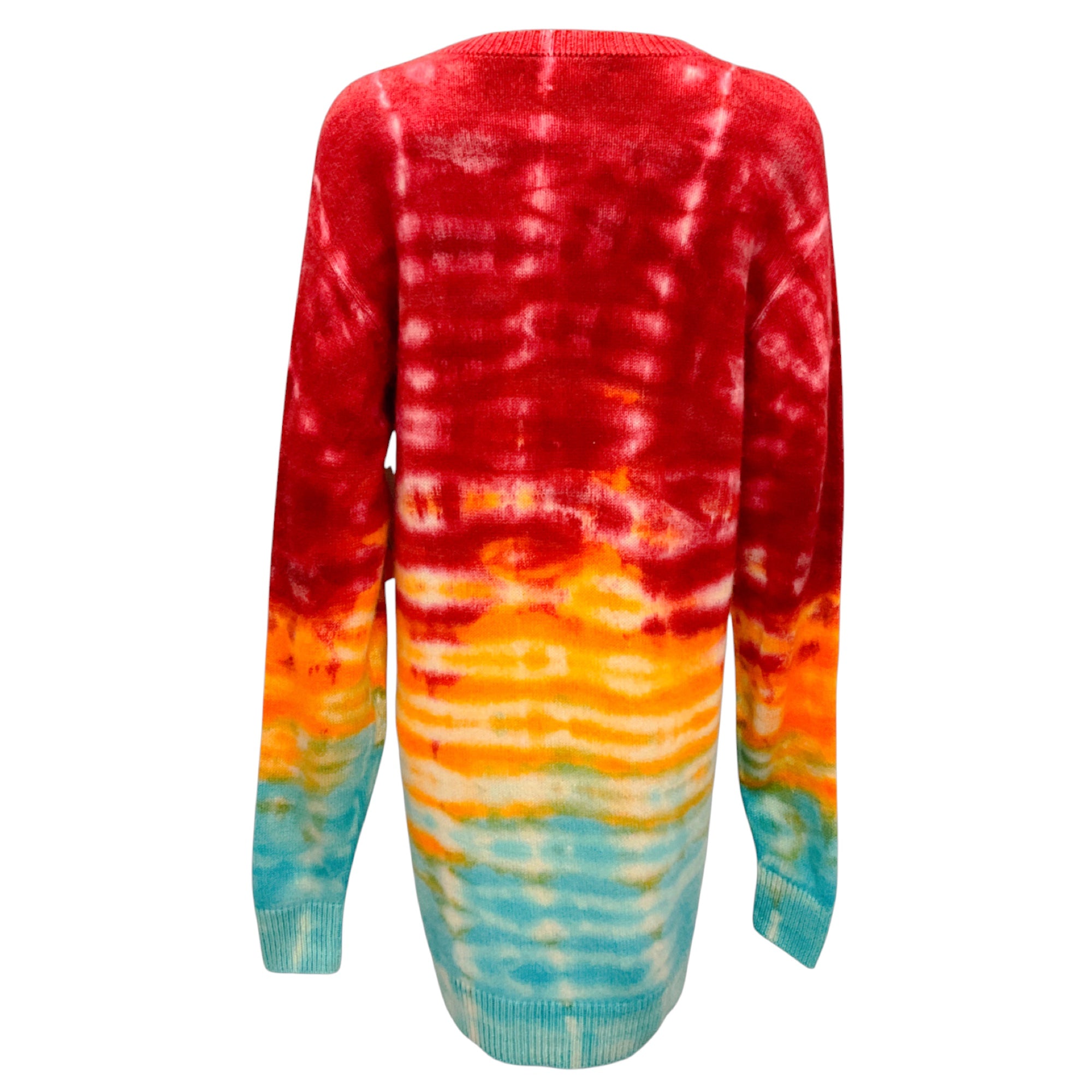 The Elder Statesman Ivory / Maroon Multi Sonar Sweater Dress