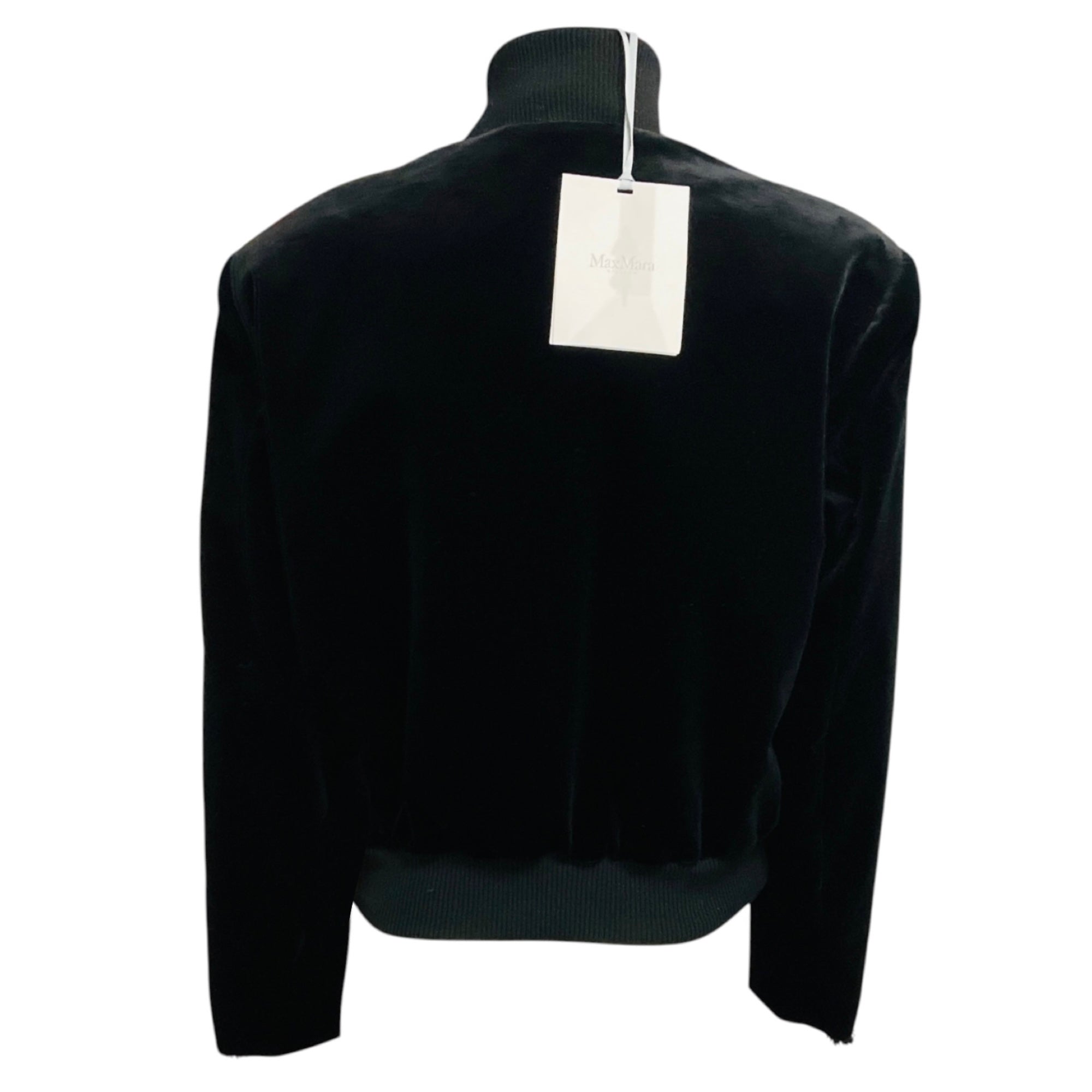 Max Mara Sfilata Black Bead and Tassel Embellished Zip Front Velvet Jacket