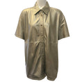 Load image into Gallery viewer, Brunello Cucinelli Gold Leather Short Sleeve Top

