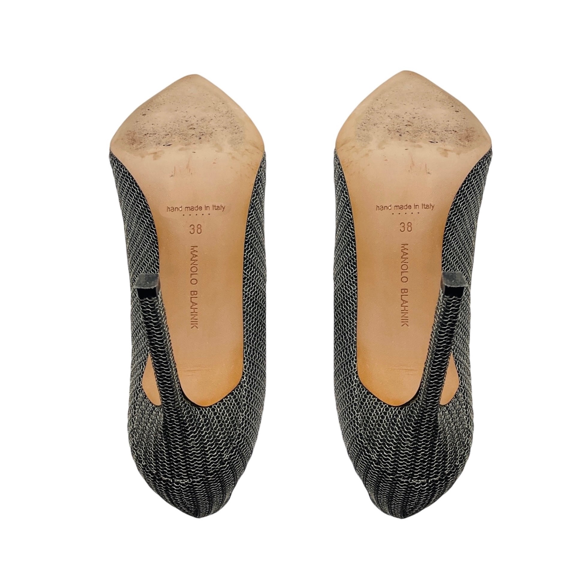 Manolo Blahnik Silver Chain Mesh Bb 105 Pumps
