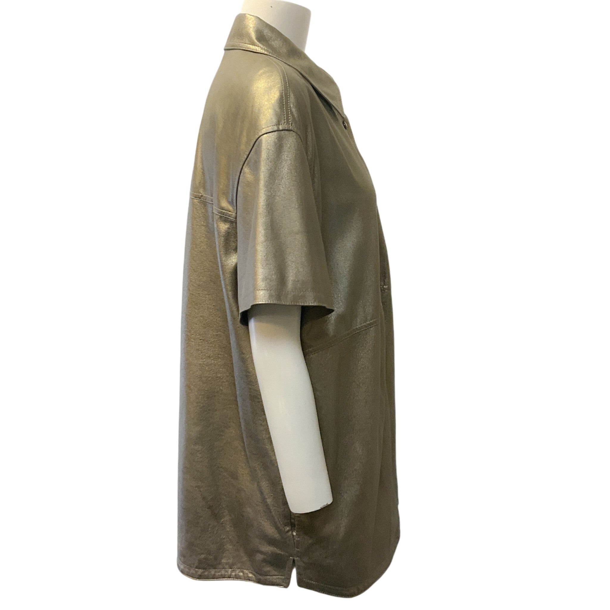 Brunello Cucinelli Gold Leather Short Sleeve Top