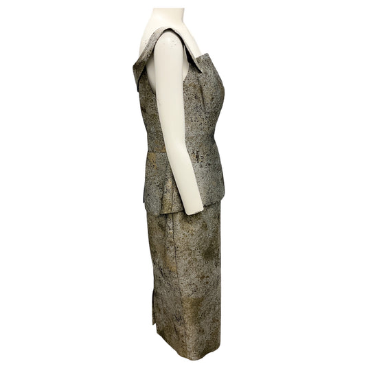 Black Halo Eve by Laurel Berman Bronze Metallic Cocktail Dress