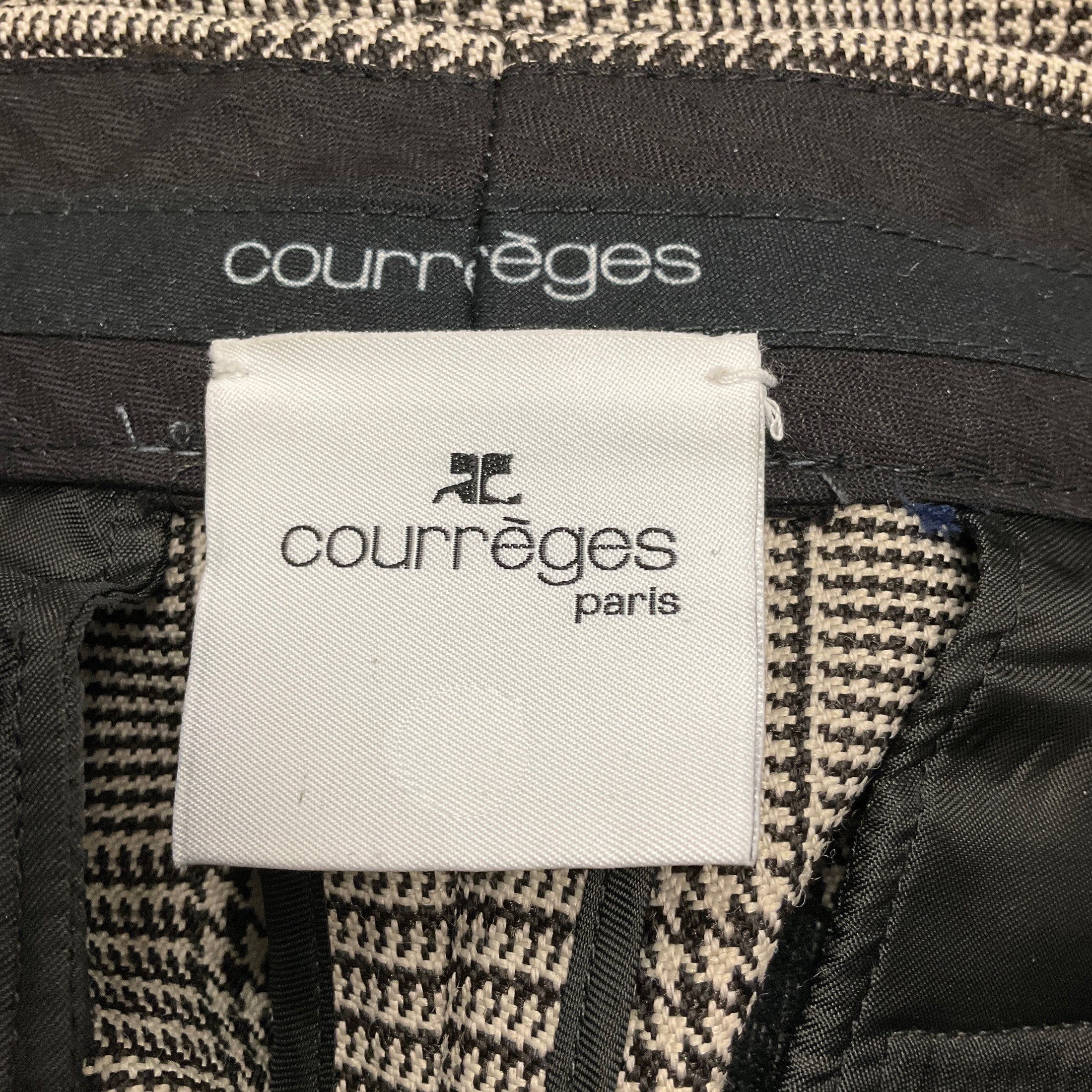 Courreges Beige / Brown Houndstooth Plaid Skirt