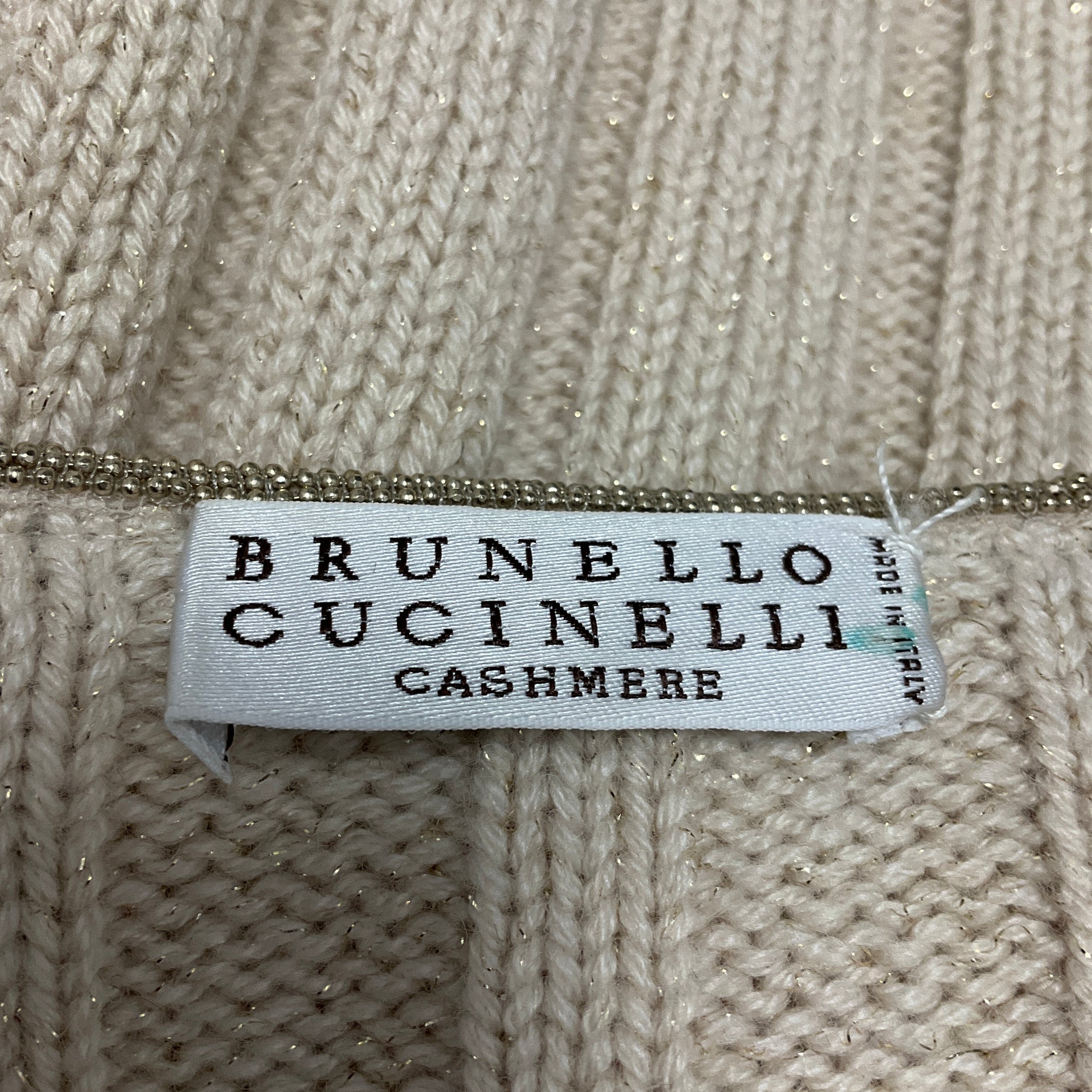 Brunello Cucinelli Beige Fringed Knit Sweater