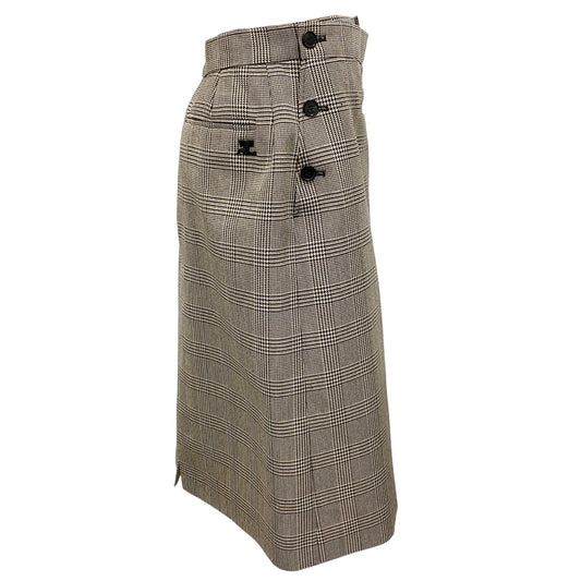 Courreges Beige / Brown Houndstooth Plaid Skirt