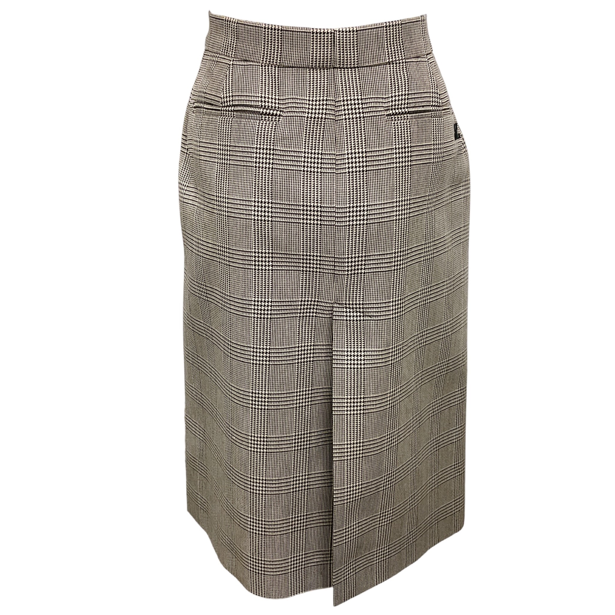 Courreges Beige / Brown Houndstooth Plaid Skirt