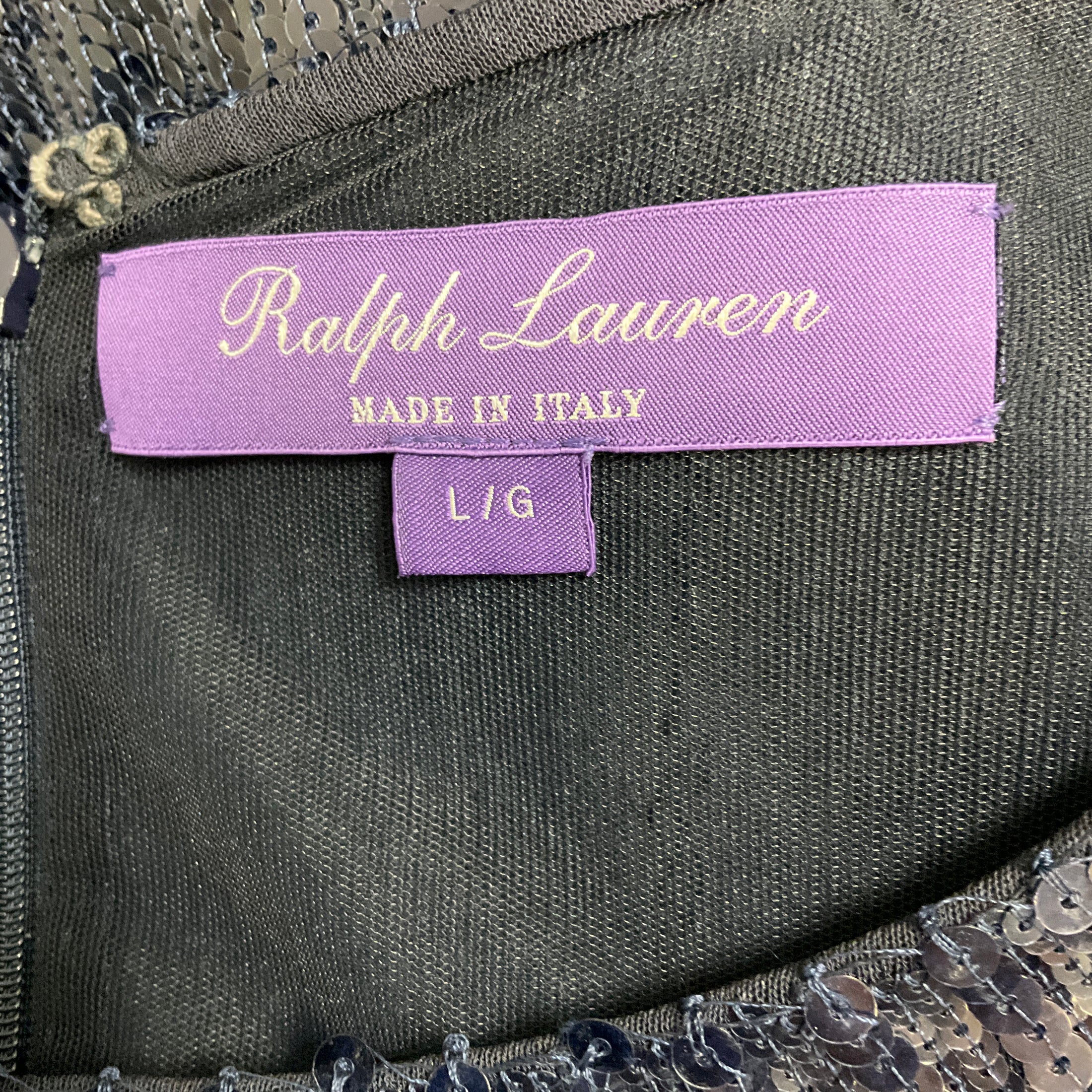 Ralph Lauren Collection Navy Blue Sequined Long Sleeved Blouse