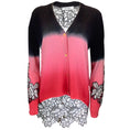 Load image into Gallery viewer, Prabal Gurung Pink / Black Multi Floral Lace Detail Wool and Cashmere Knit Cardigan Sweater
