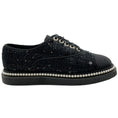 Load image into Gallery viewer, Chanel Black Sequined Lace Up Oxfords with Pearls
