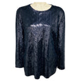 Load image into Gallery viewer, Ralph Lauren Collection Navy Blue Sequined Long Sleeved Blouse
