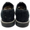 Load image into Gallery viewer, Chanel Black Sequined Lace Up Oxfords with Pearls
