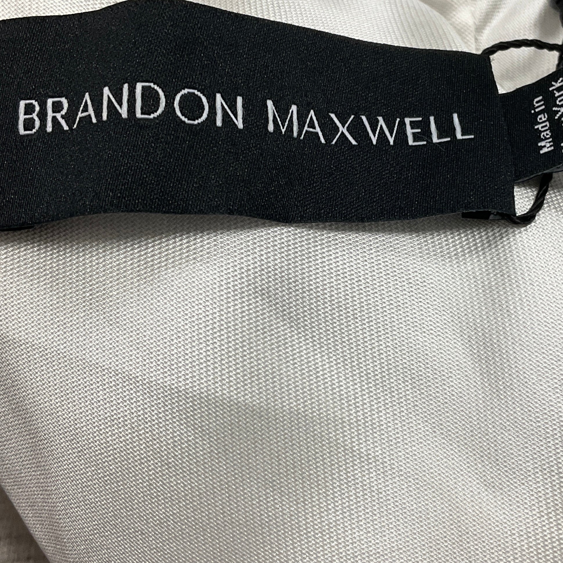 Brandon Maxwell White / Grey Striations Evie Silk Midi Shift Dress with Neck Scarf