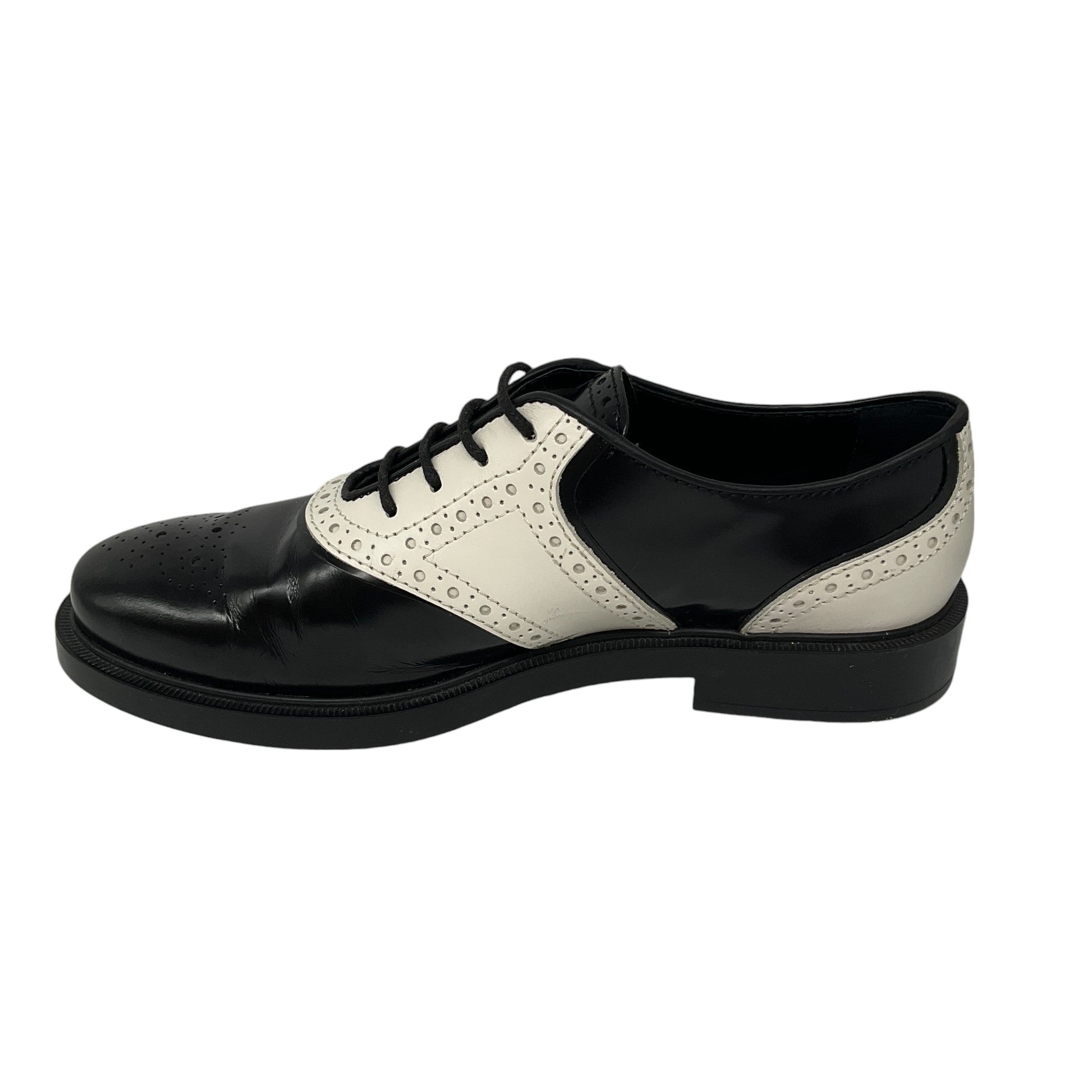 Tod's Black / White Leather Oxford Shoes