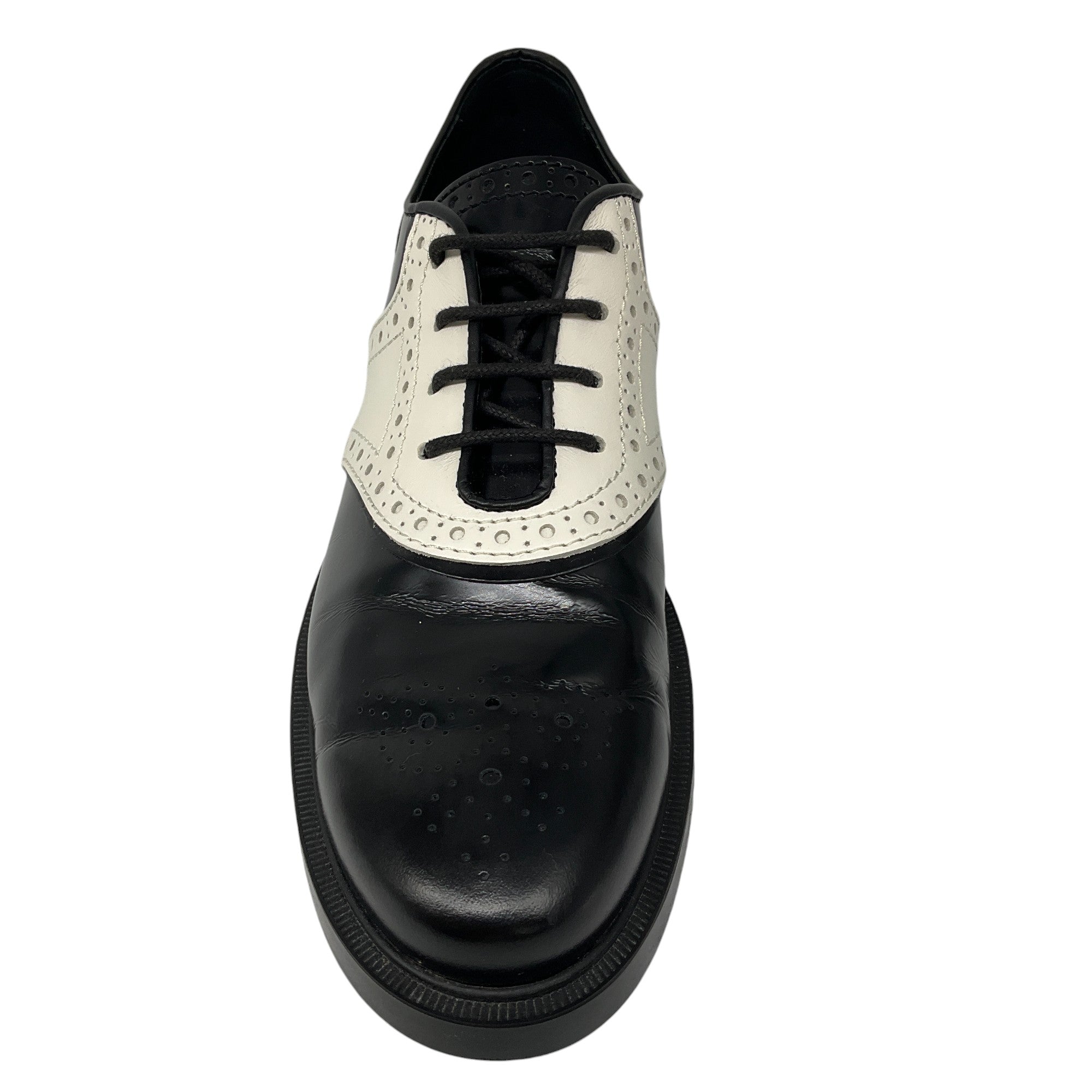 Tod's Black / White Leather Oxford Shoes