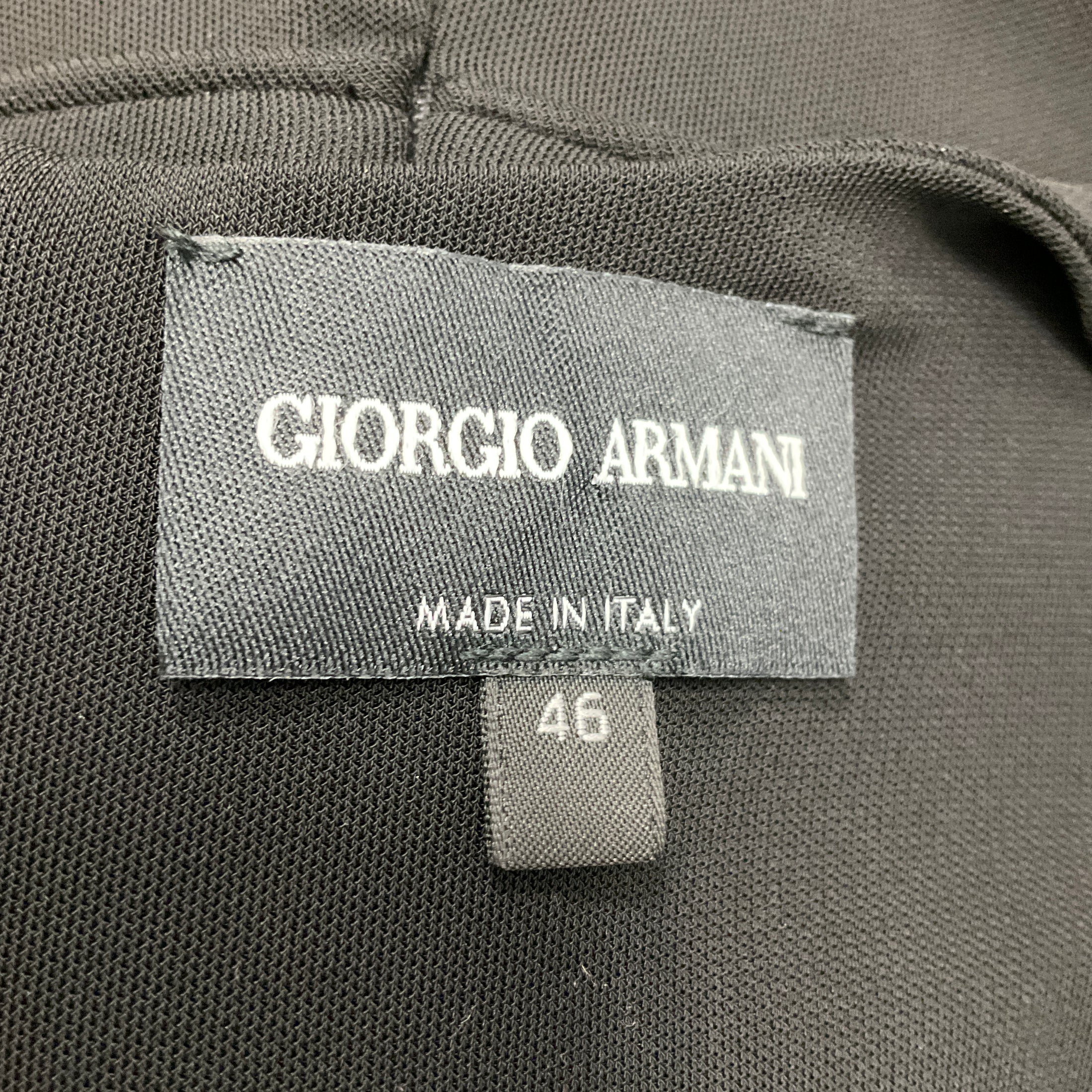 Giorgio Armani Black Draped Long Sleeved Jersey Midi Dress