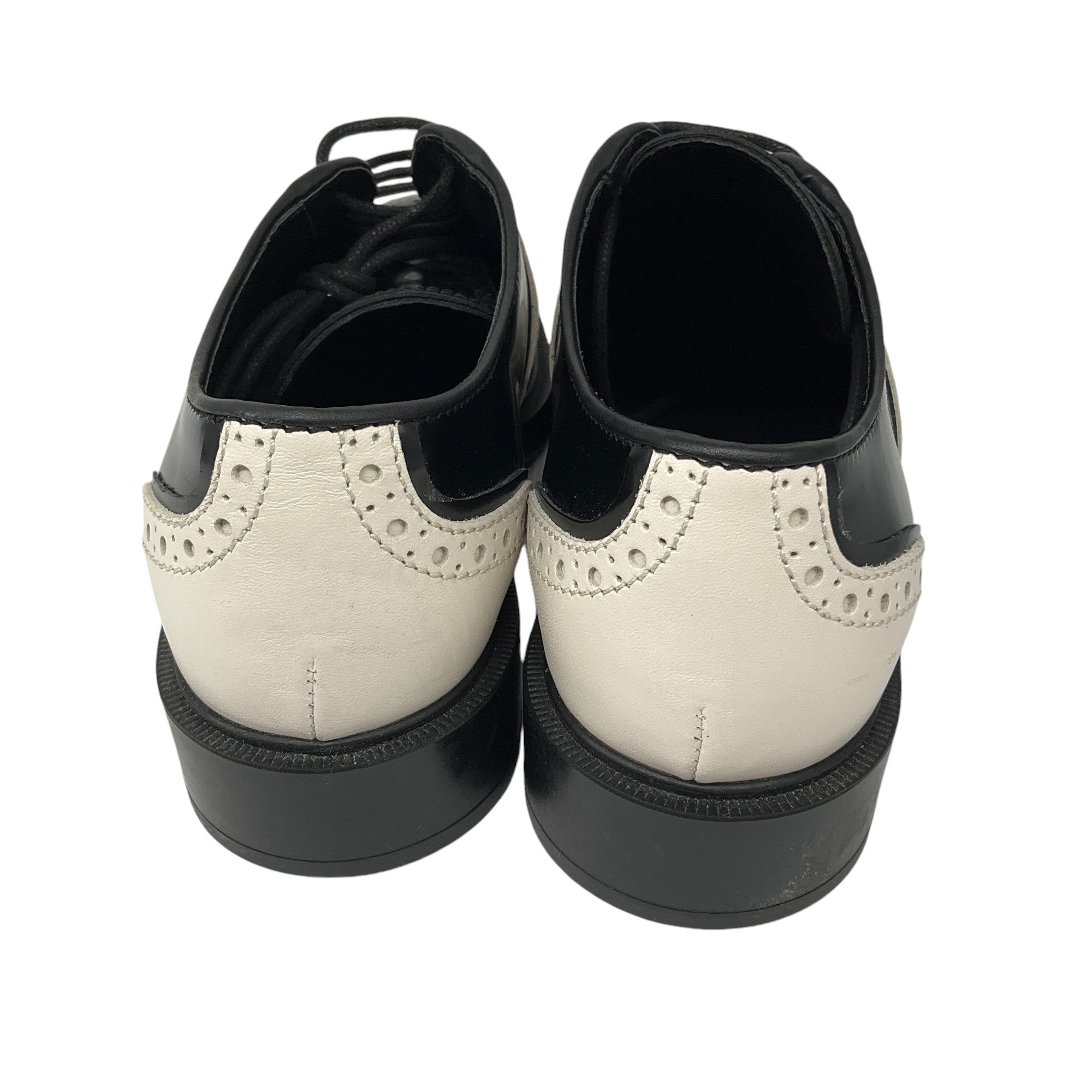 Tod's Black / White Leather Oxford Shoes