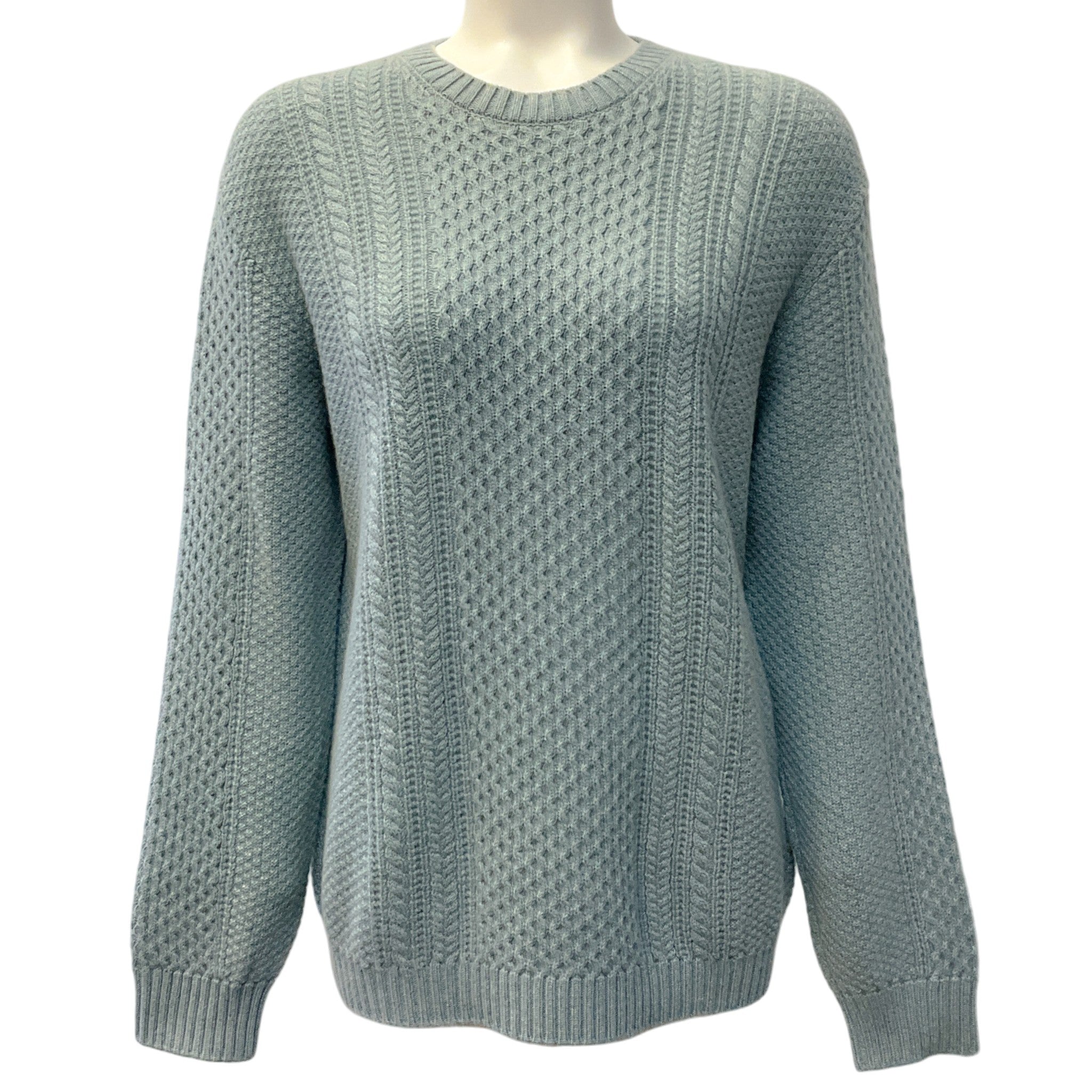 Loro Piana Teal Baby Cashmere Cable Knit Sweater
