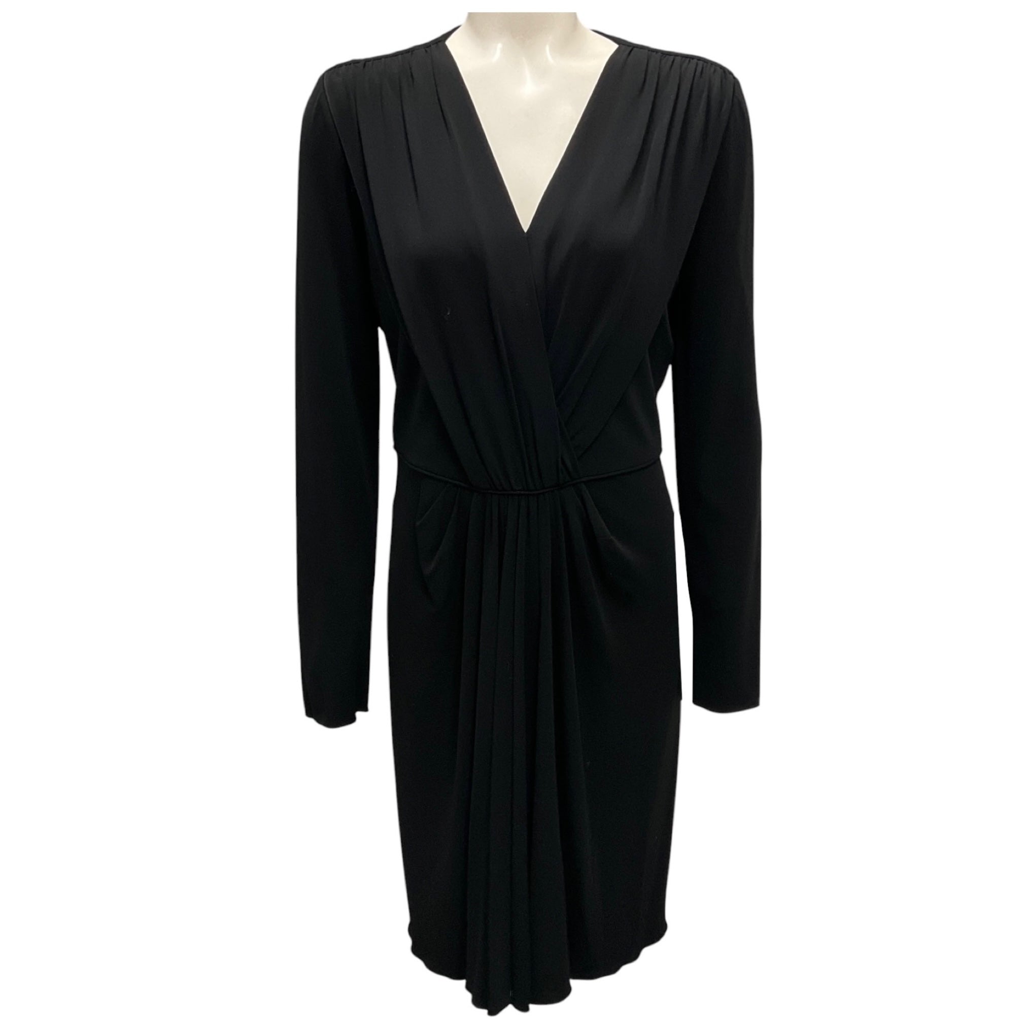Giorgio Armani Black Draped Long Sleeved Jersey Midi Dress