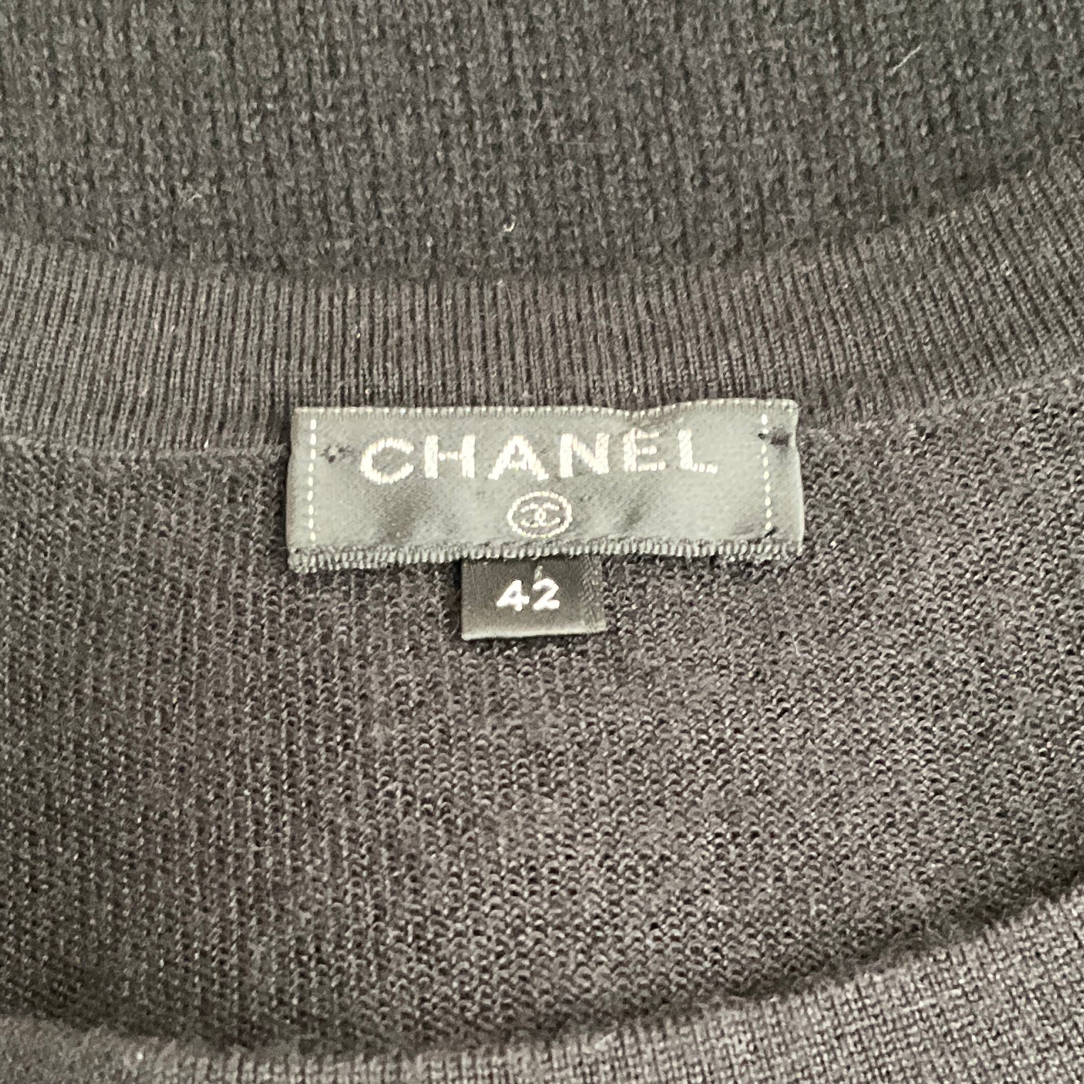 Chanel Black Cashmere Sweater with Tie Waist