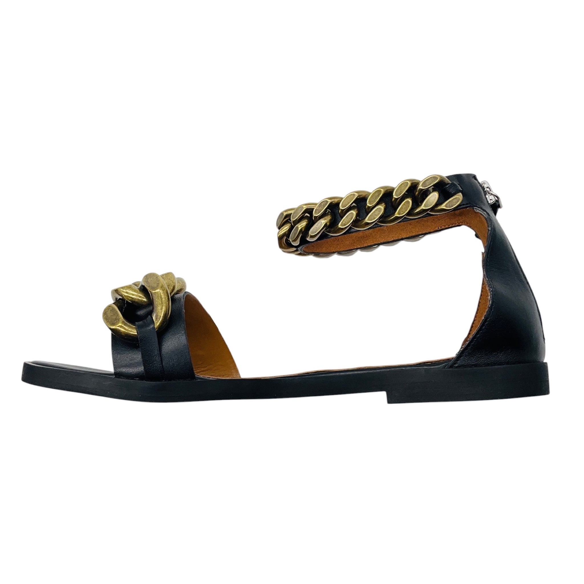 Stella McCartney Black / Silver / Gold Falabella Two Tone Chain Embellished Sandals