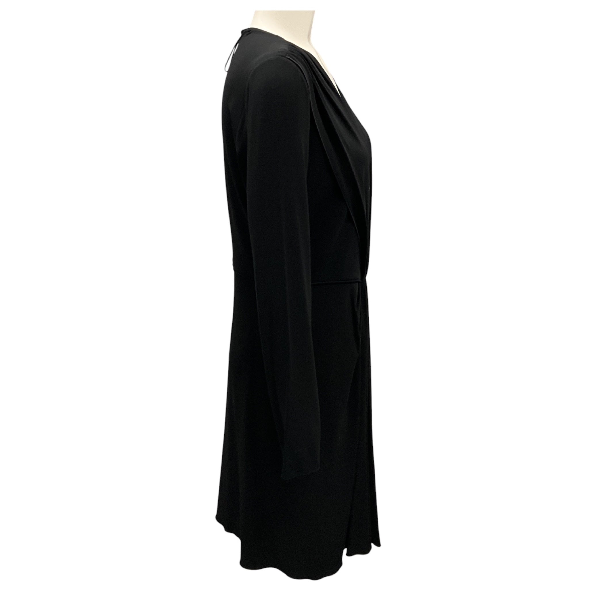 Giorgio Armani Black Draped Long Sleeved Jersey Midi Dress