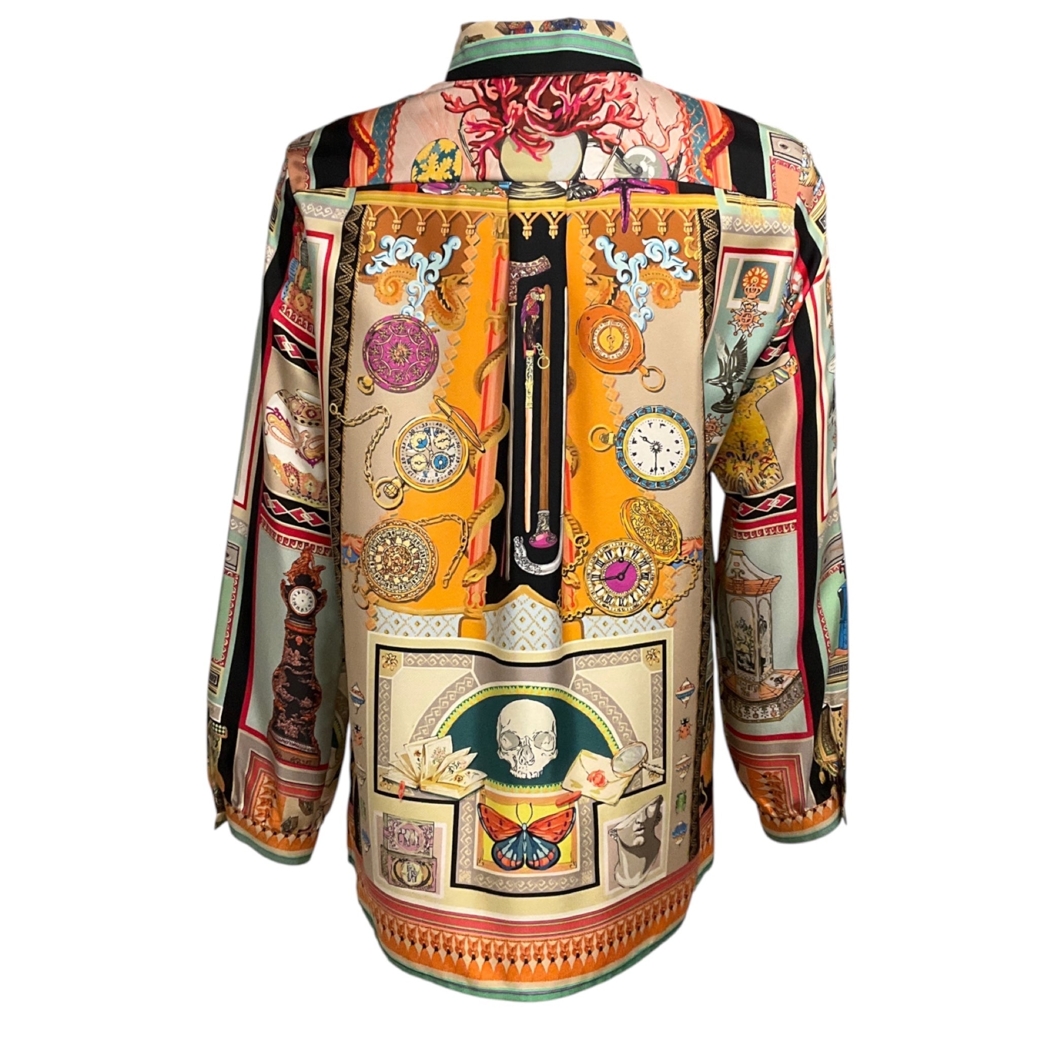 Etro Multi Printed Long Sleeved Button Up Silk Blouse