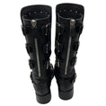 Load image into Gallery viewer, Chanel Black / Silver Metal Plaque Leather Biker Boots
