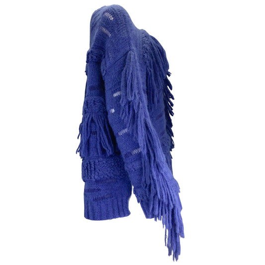 Stella McCartney Jewel Blue 2022 Airy Alpaca Textured Knit Sweater