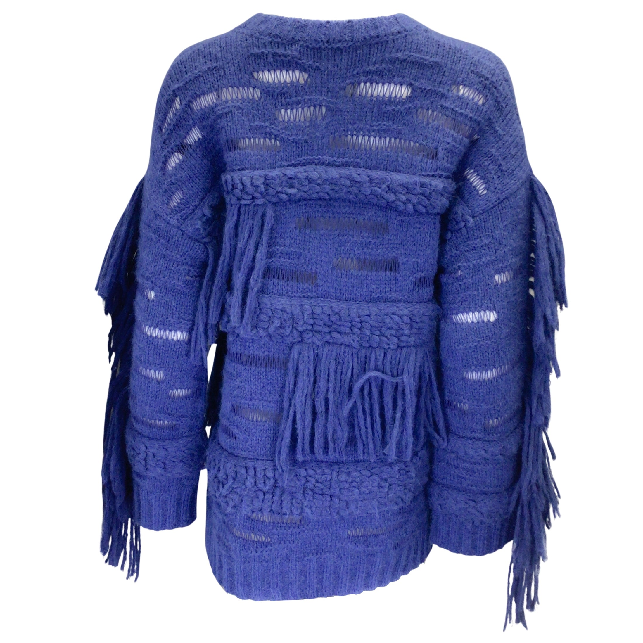 Stella McCartney Jewel Blue 2022 Airy Alpaca Textured Knit Sweater