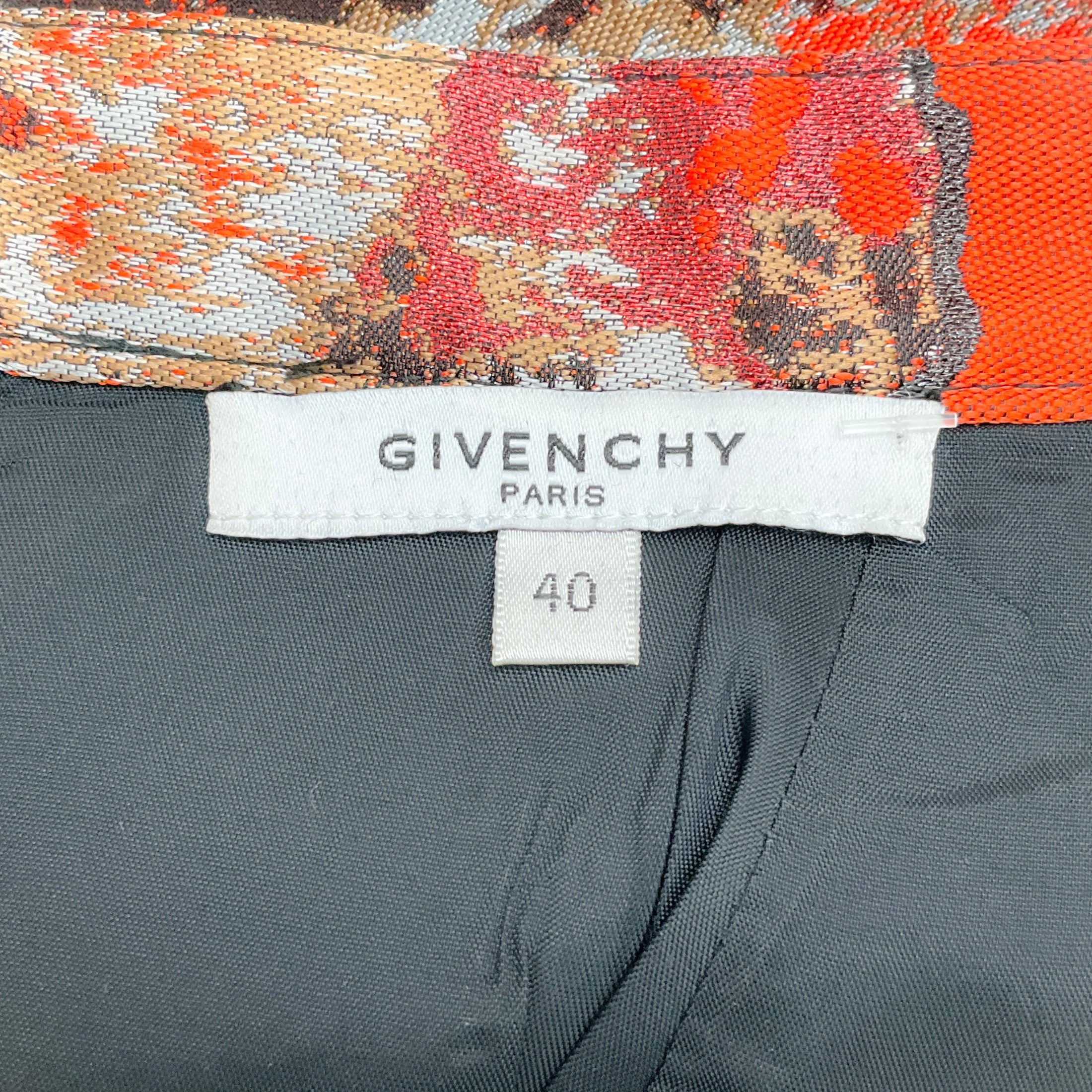 Givenchy Orange Multi Jacquard Pencil Skirt