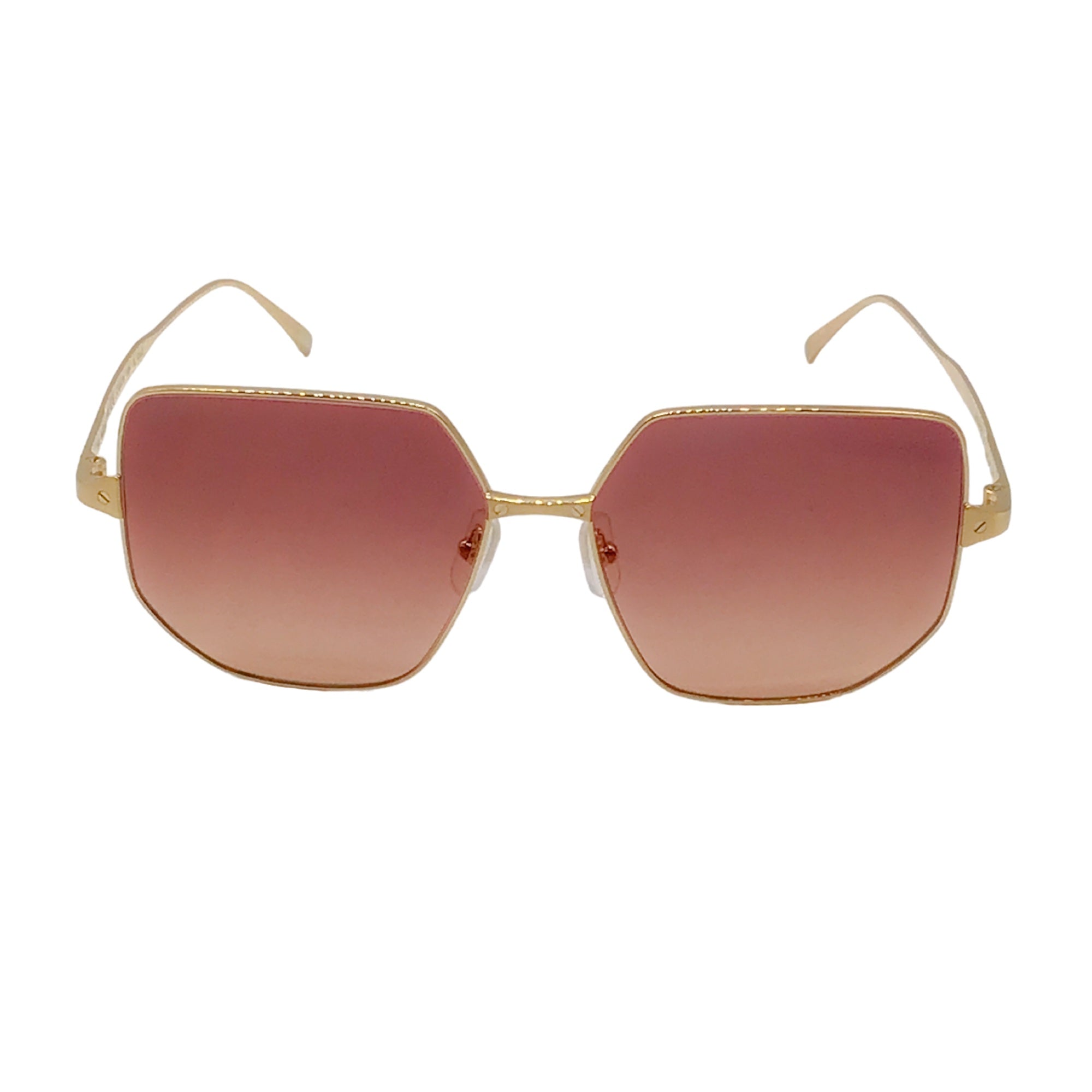 Cartier Pink Square Gradient Lens Shiny Gold Frame Sunglasses