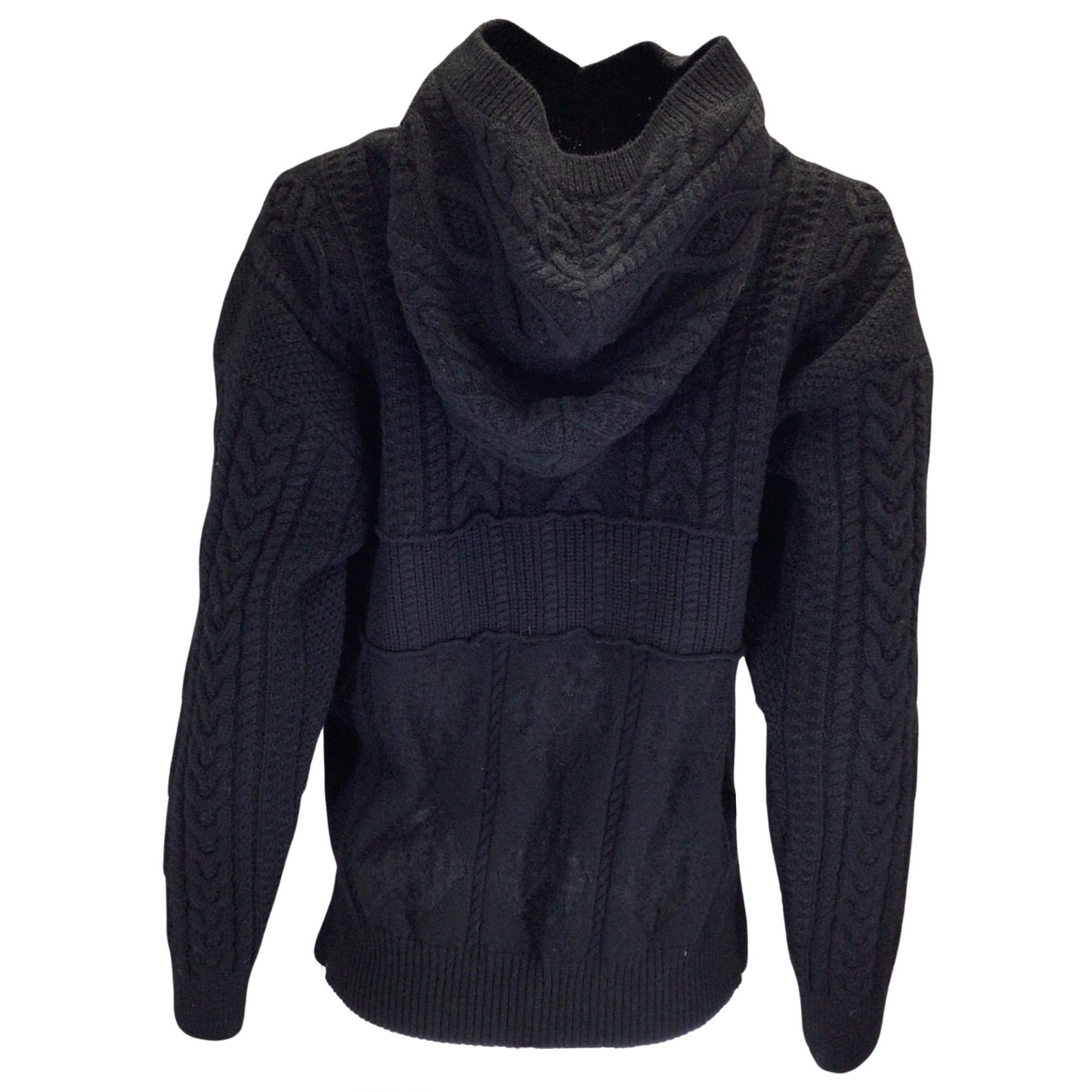 Tao by Comme des Garcons Black Hooded Cable Knit Sweater