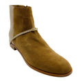 Load image into Gallery viewer, Jennifer Chamandi Tan Suede and Snakeskin Print Ankle Booties
