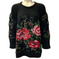 Load image into Gallery viewer, Lamberto Losani Black Cashmere Girocollo Floral Sweater

