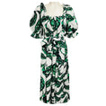Load image into Gallery viewer, Borgo de Nor Green / White Leaf Print Cotton Midi Dress with Belt
