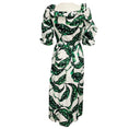 Load image into Gallery viewer, Borgo de Nor Green / White Leaf Print Cotton Midi Dress with Belt
