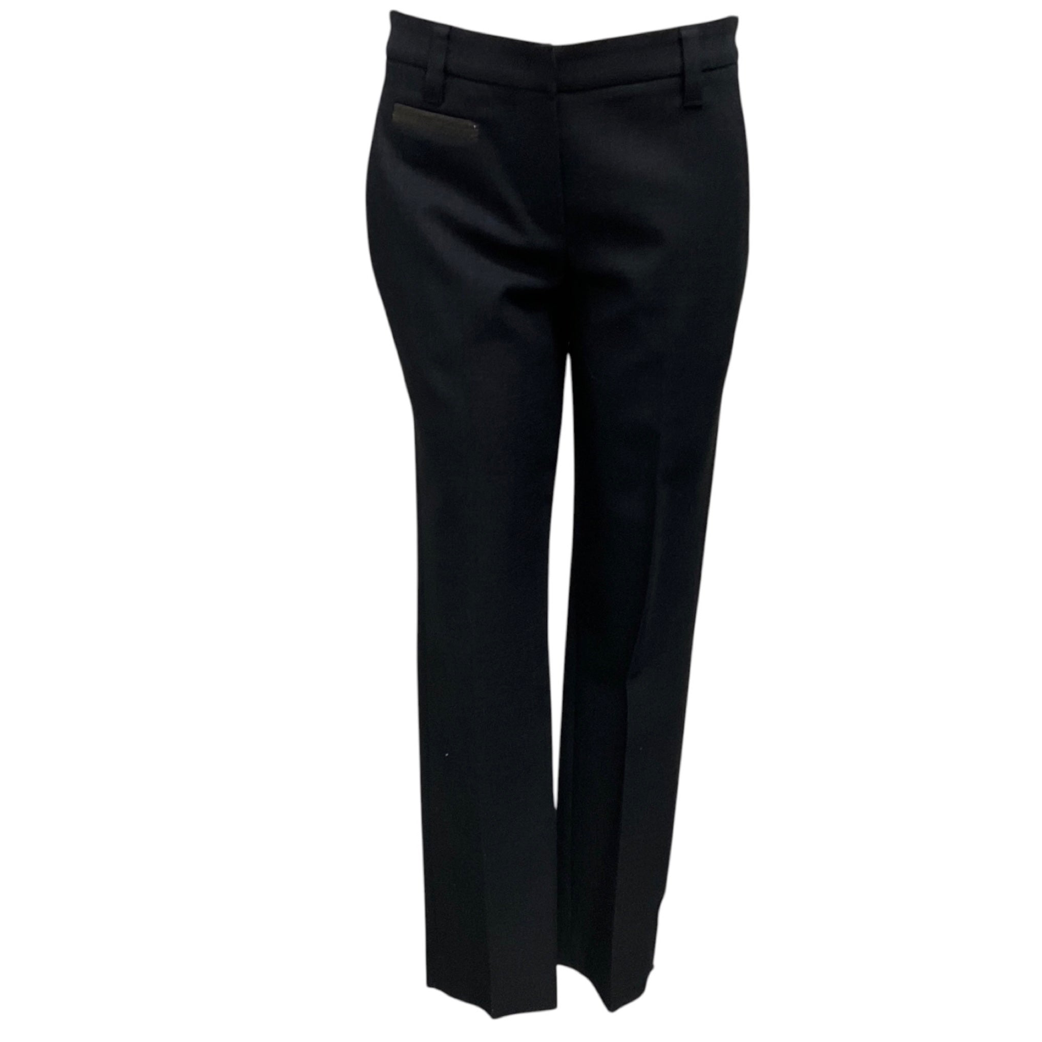Brunello Cucinelli Navy Blue Wool Trousers with Monili