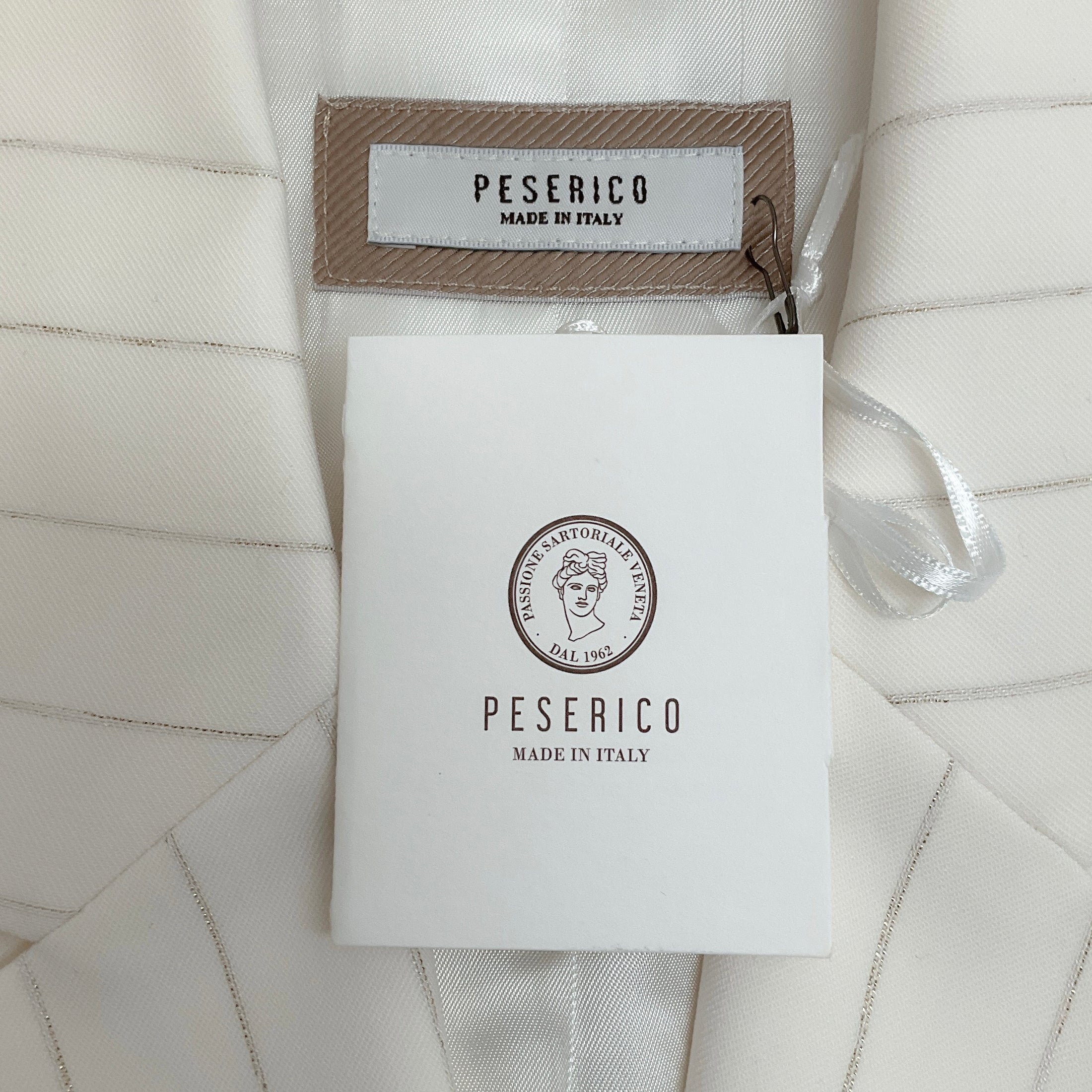 Peserico Cream / Silver Striped Double Breasted Blazer