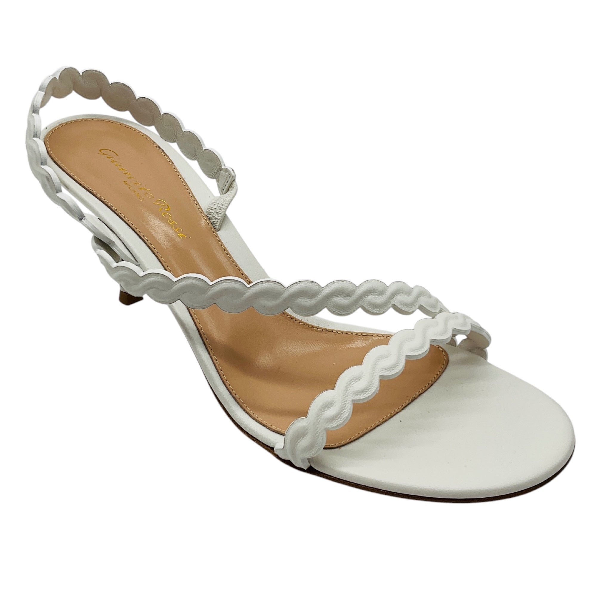 Gianvito Rossi White Scalloped Leather 70 Sandals
