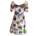 Load image into Gallery viewer, Dolce & Gabbana White Multi Comic Book Print Short Sleeved Cotton Dress
