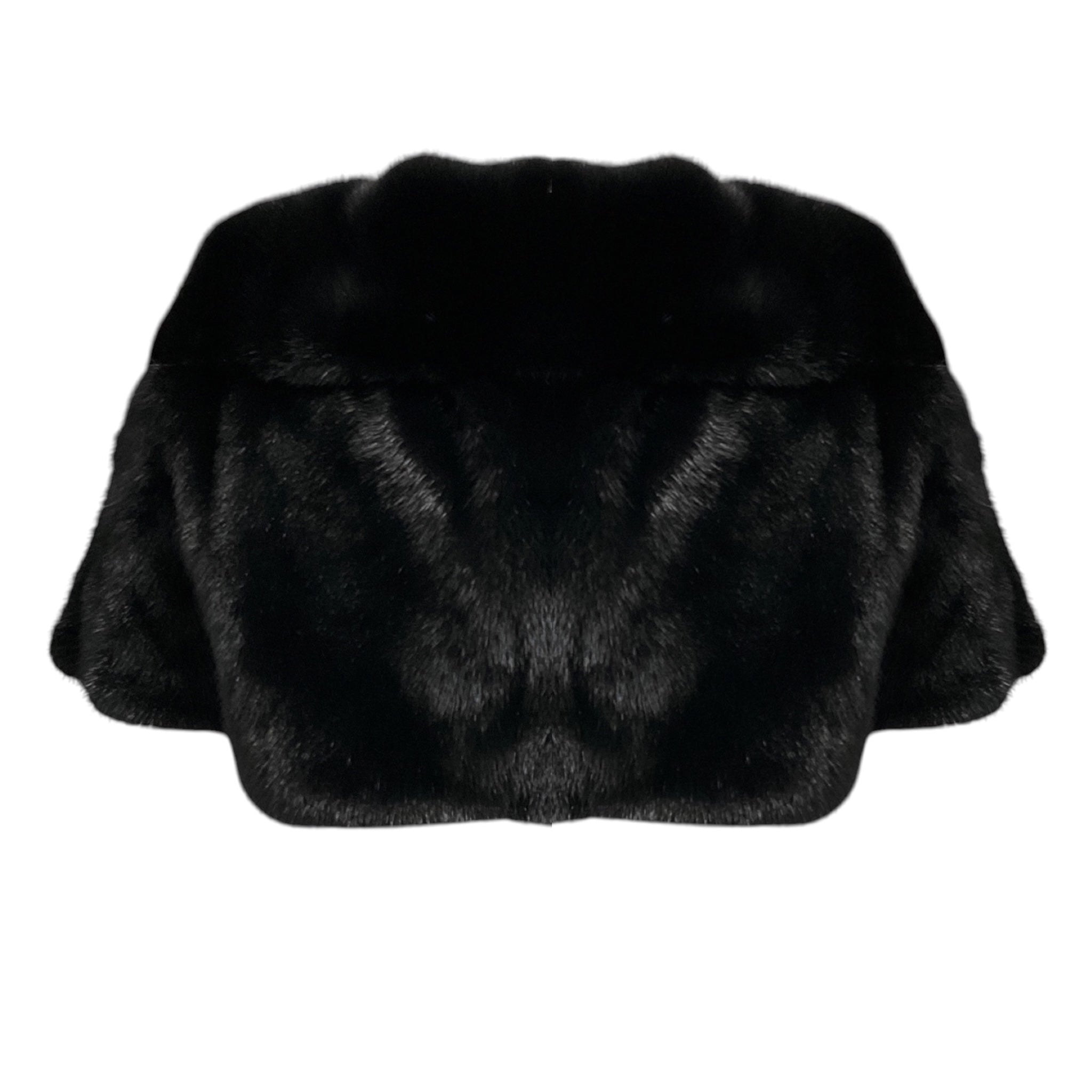 Oscar de la Renta Black Silk Lined Mink Fur Cropped Bolero Jacket