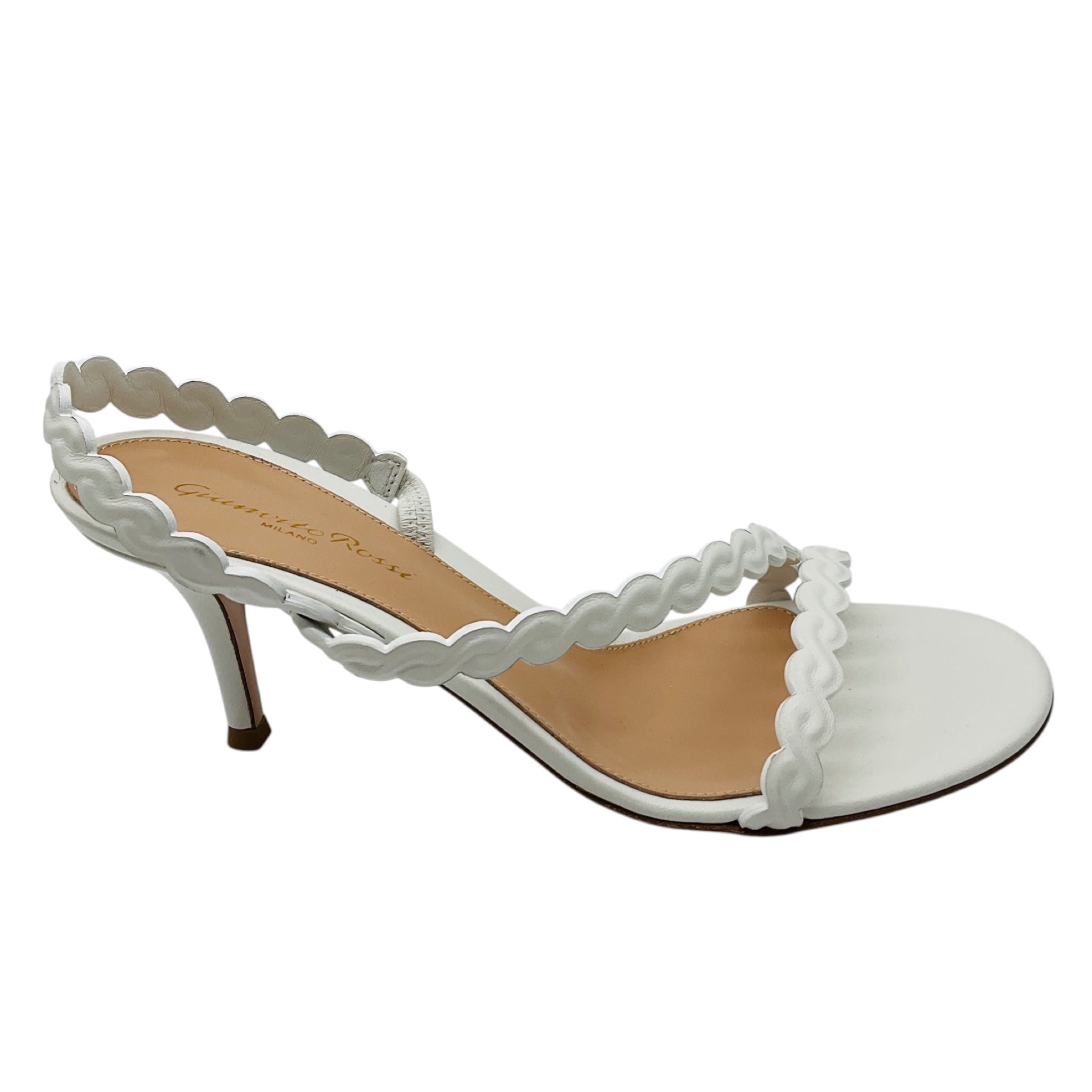 Gianvito Rossi White Scalloped Leather 70 Sandals
