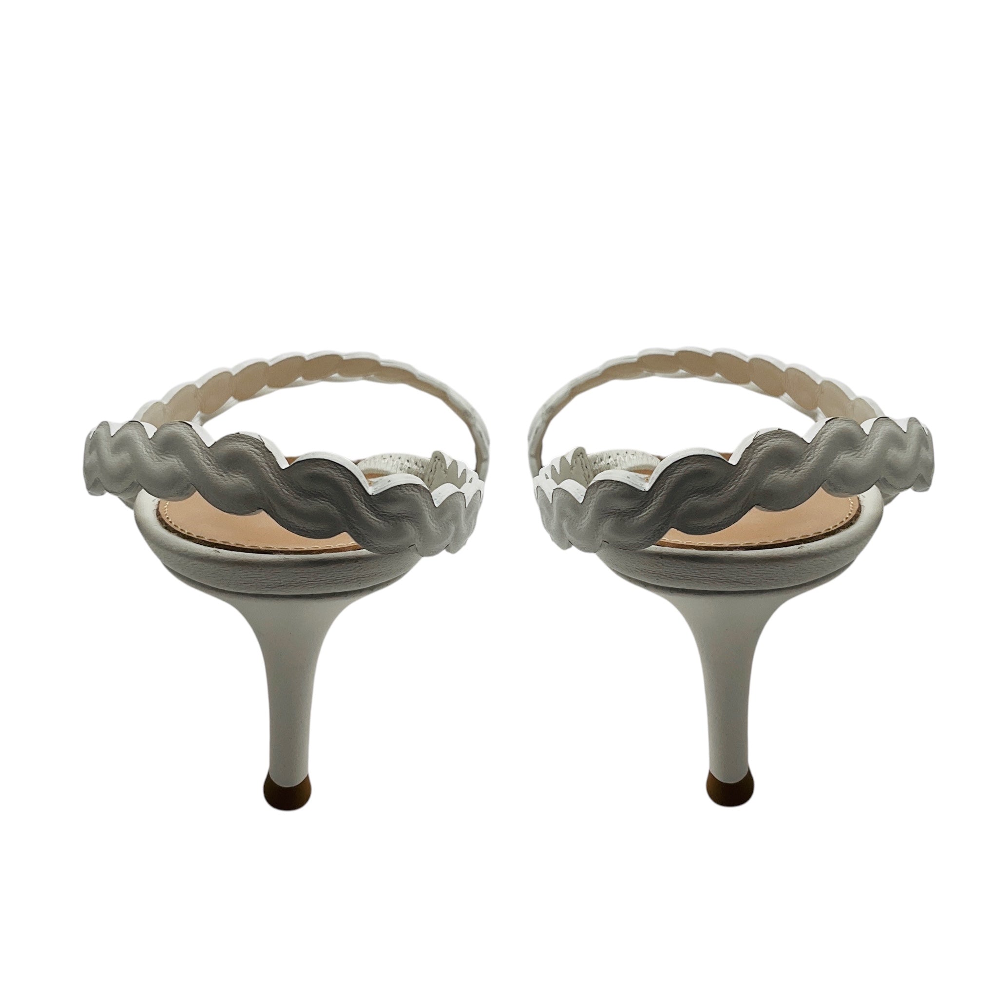 Gianvito Rossi White Scalloped Leather 70 Sandals