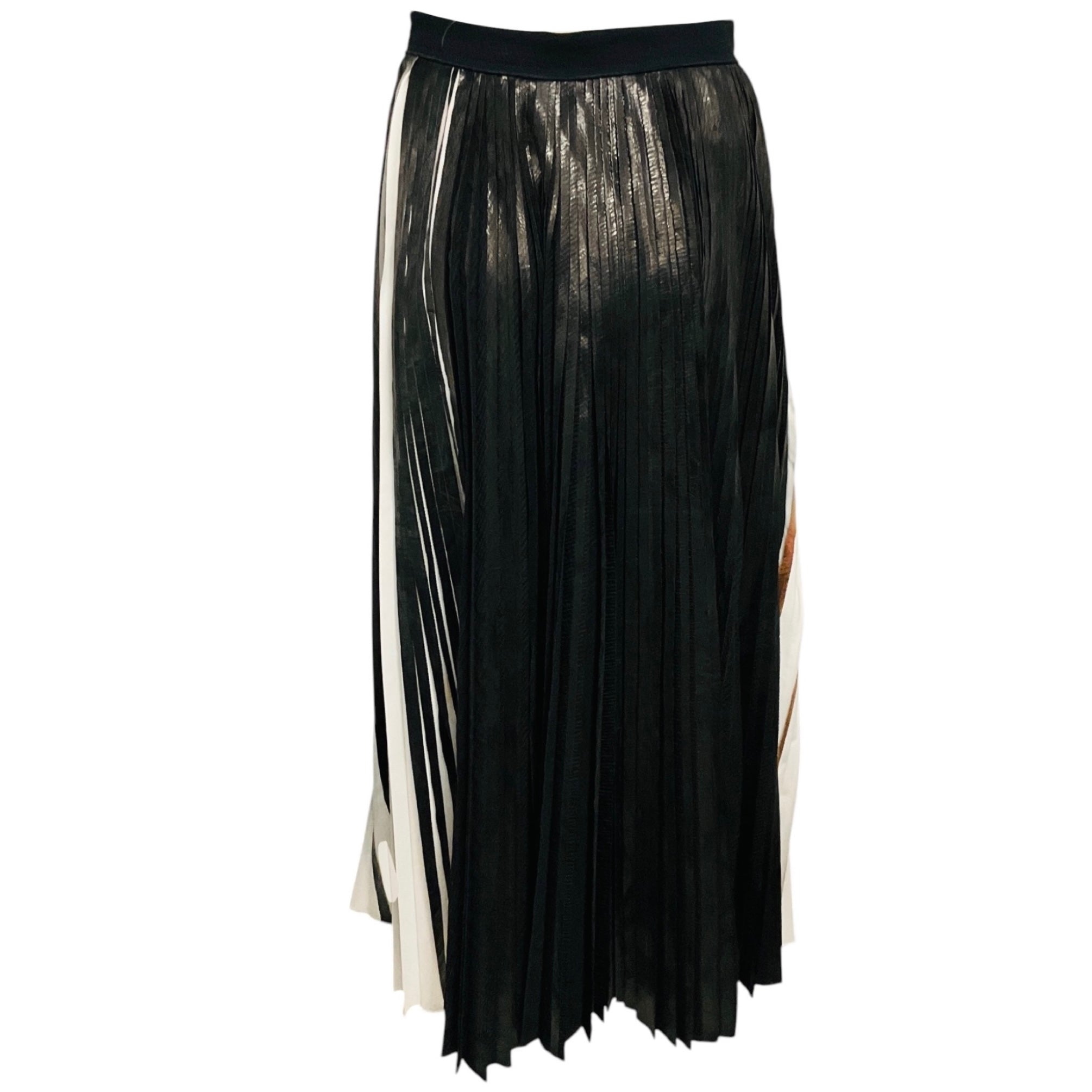 Proenza Schouler Black / White / Copper Metallic Plisse Pleated Foil Maxi Skirt
